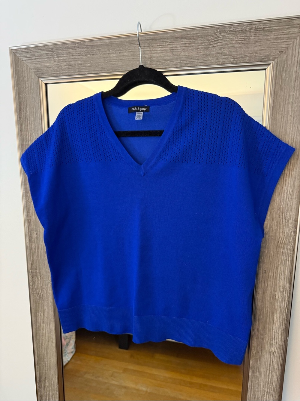 cable & gauge  Blue V-Neck Knit Sweater